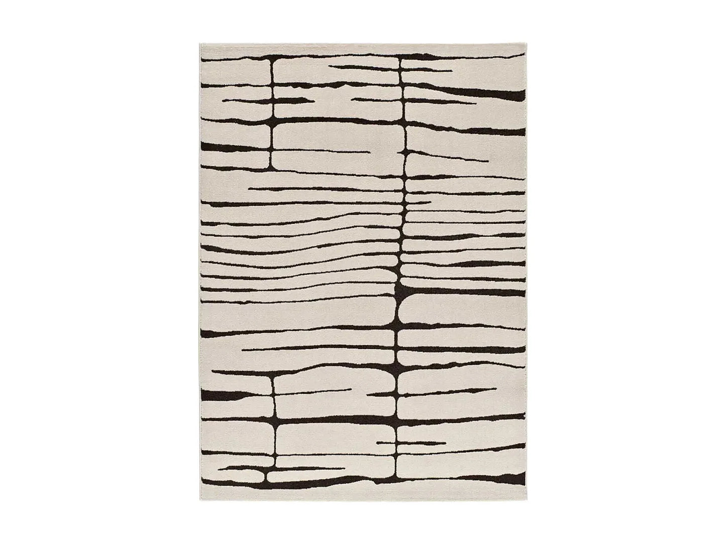Tapis Japandi Moderne Blanc Noir - Rétro