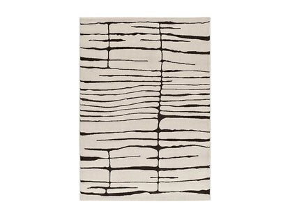 Tapis Japandi Moderne Blanc Noir - Rétro