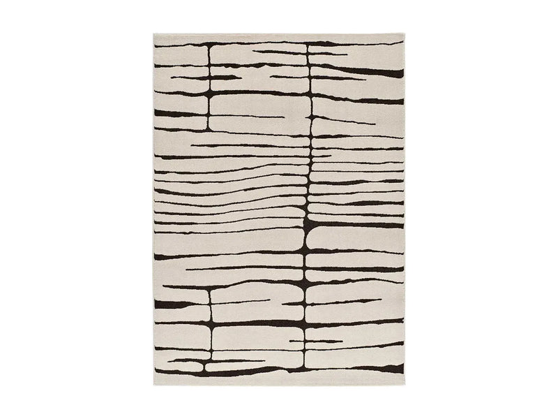 Tapis Japandi Moderne Blanc Noir - Rétro