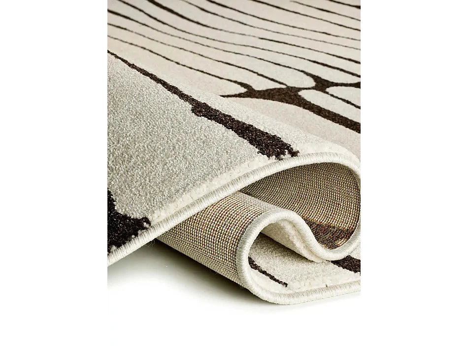 Tapis Japandi Moderne Blanc Noir - Rétro