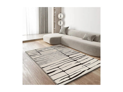 Tapis Japandi Moderne Blanc Noir - Rétro