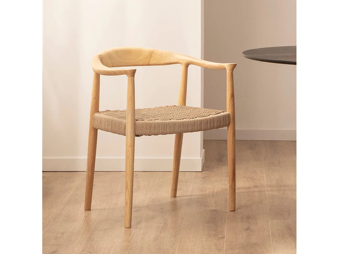 Chaise Salle À Manger Japandi Bois Naturel - Thesa