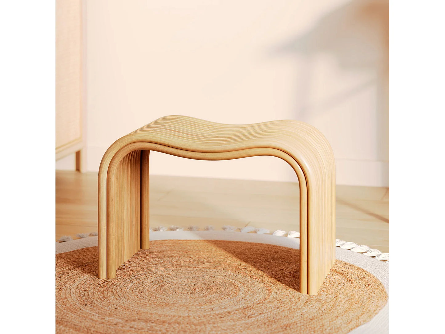 Tabouret Japandi En Rotin Wave - Wave