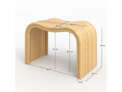 Tabouret Japandi En Rotin Wave - Wave