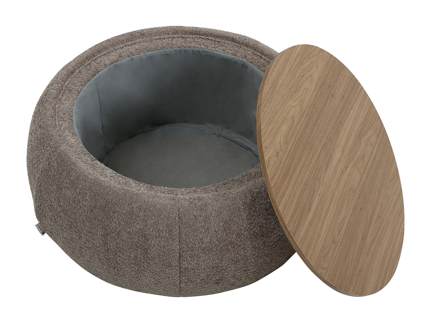 Table Basse Japandi Pouf Bouclette Marron - Sorieli