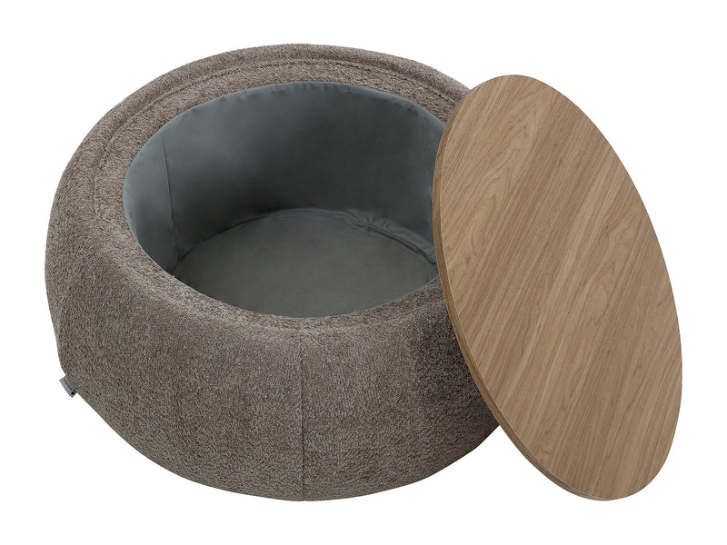 Table Basse Japandi Pouf Bouclette Marron - Sorieli