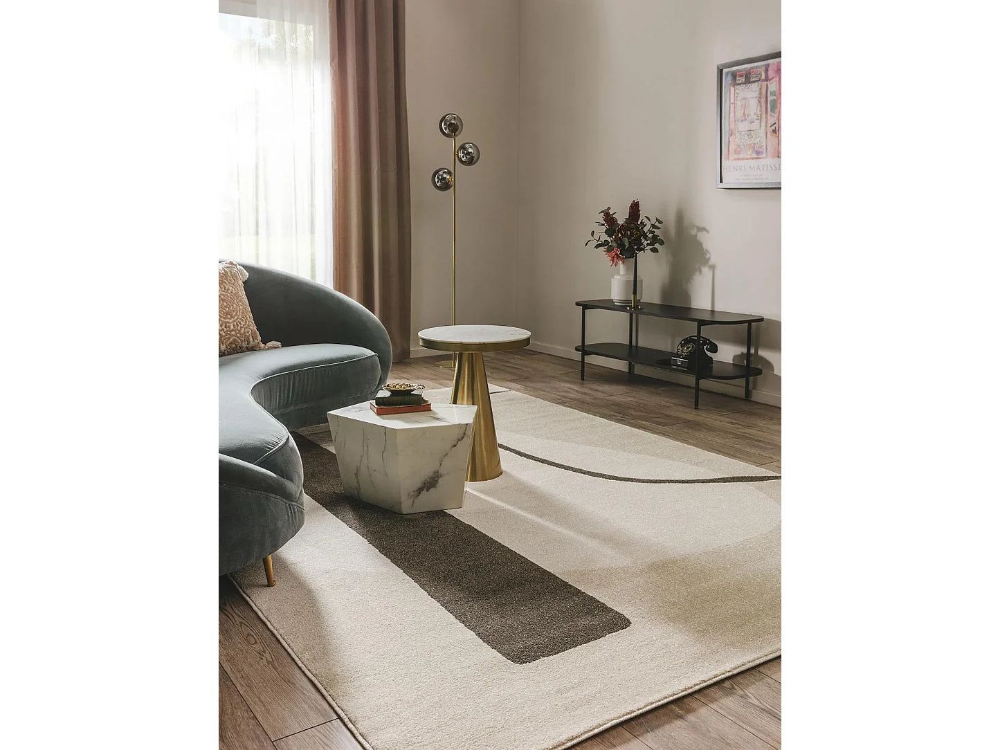 Tapis Japandi Crème Et Anthracite - Ida