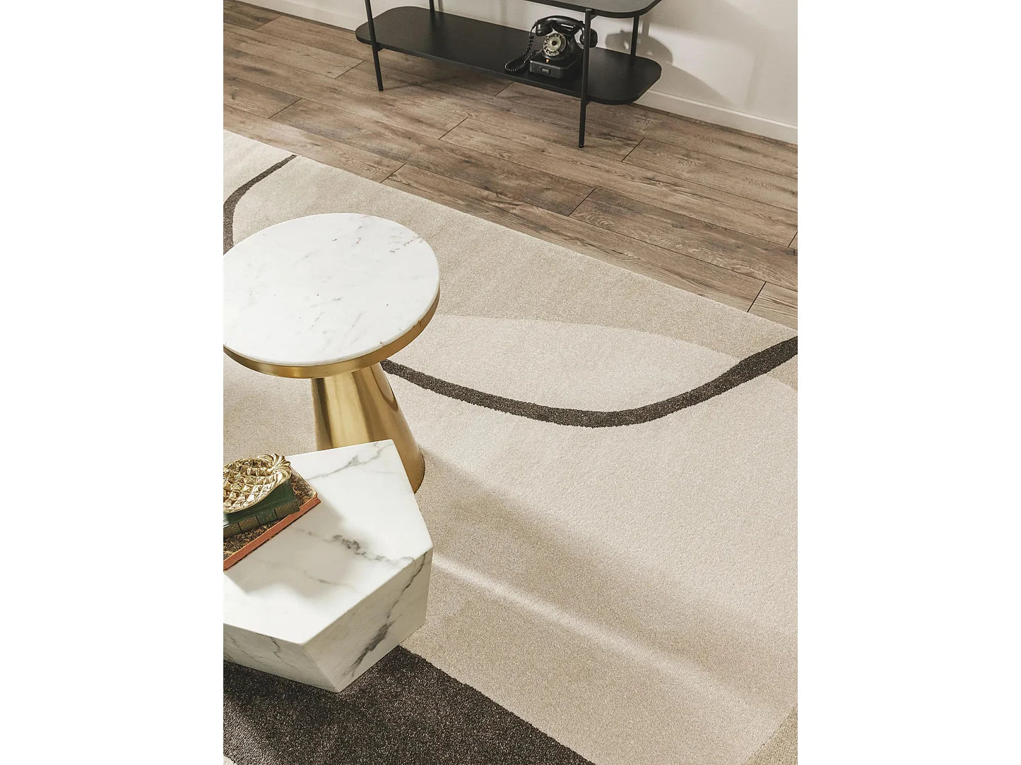 Tapis Japandi Crème Et Anthracite - Ida