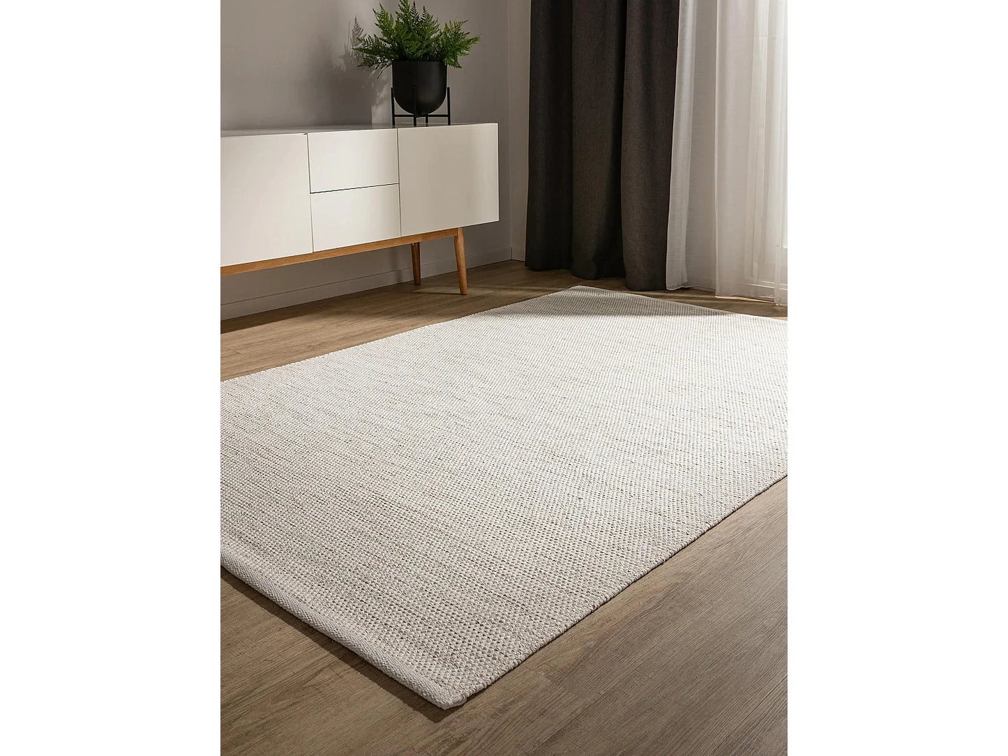 Tapis Japandi Coton Tissé Main Crème - Ron