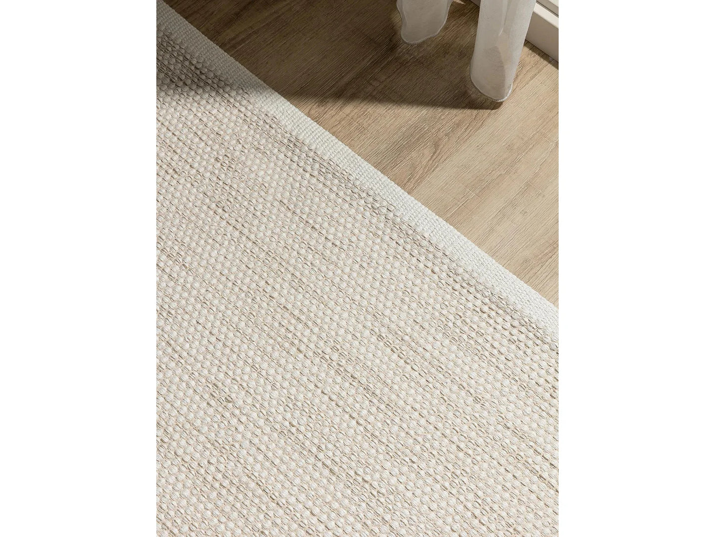 Tapis Japandi Coton Tissé Main Crème - Ron