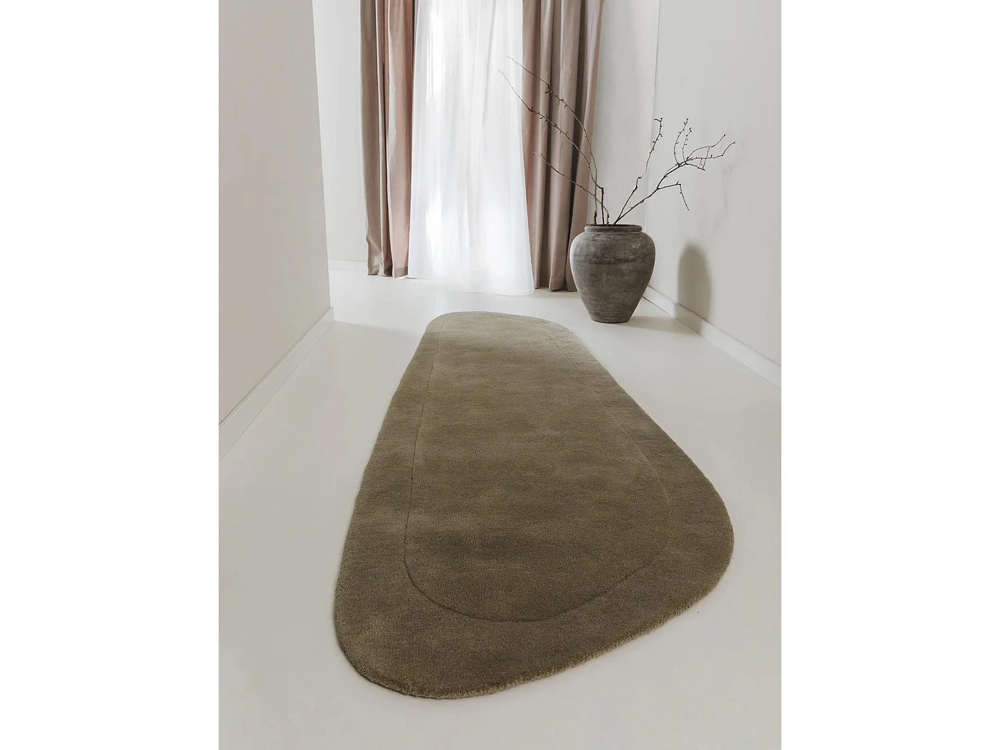 Tapis Japandi Couloir Laine Vert Clair - Shape
