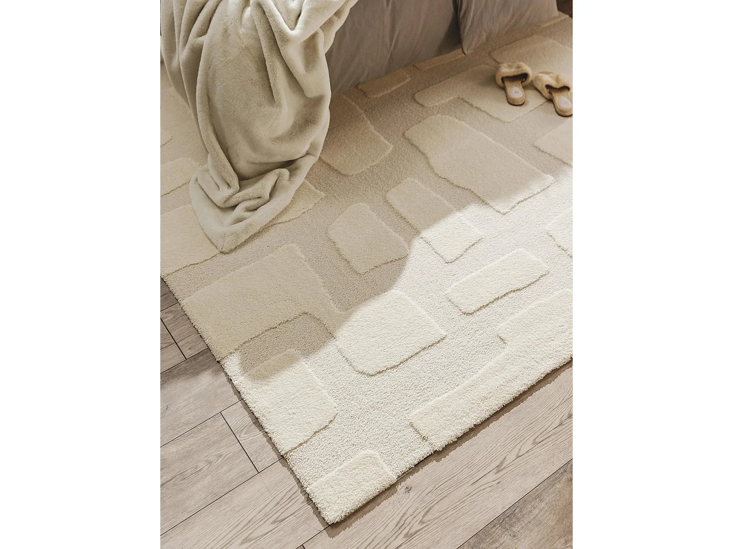 Tapis Japandi Crème Et Beige 140x200 - Eve