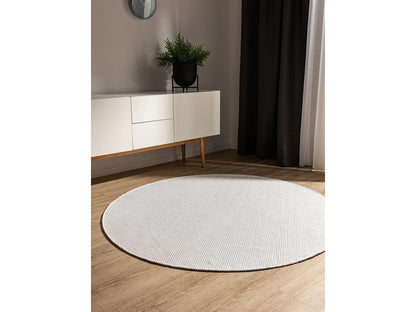 Petit Tapis Rond Japandi Coton Blanc - Ron