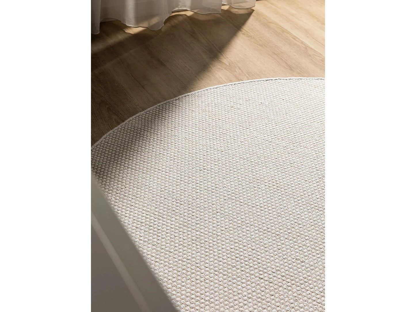 Petit Tapis Rond Japandi Coton Blanc - Ron