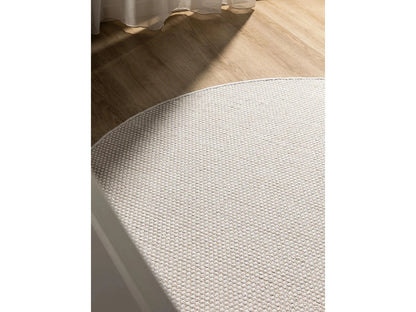 Petit Tapis Rond Japandi Coton Blanc - Ron