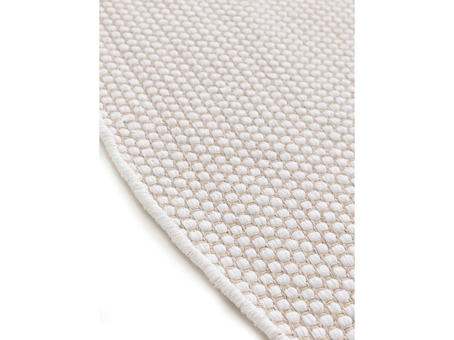 Petit Tapis Rond Japandi Coton Blanc - Ron