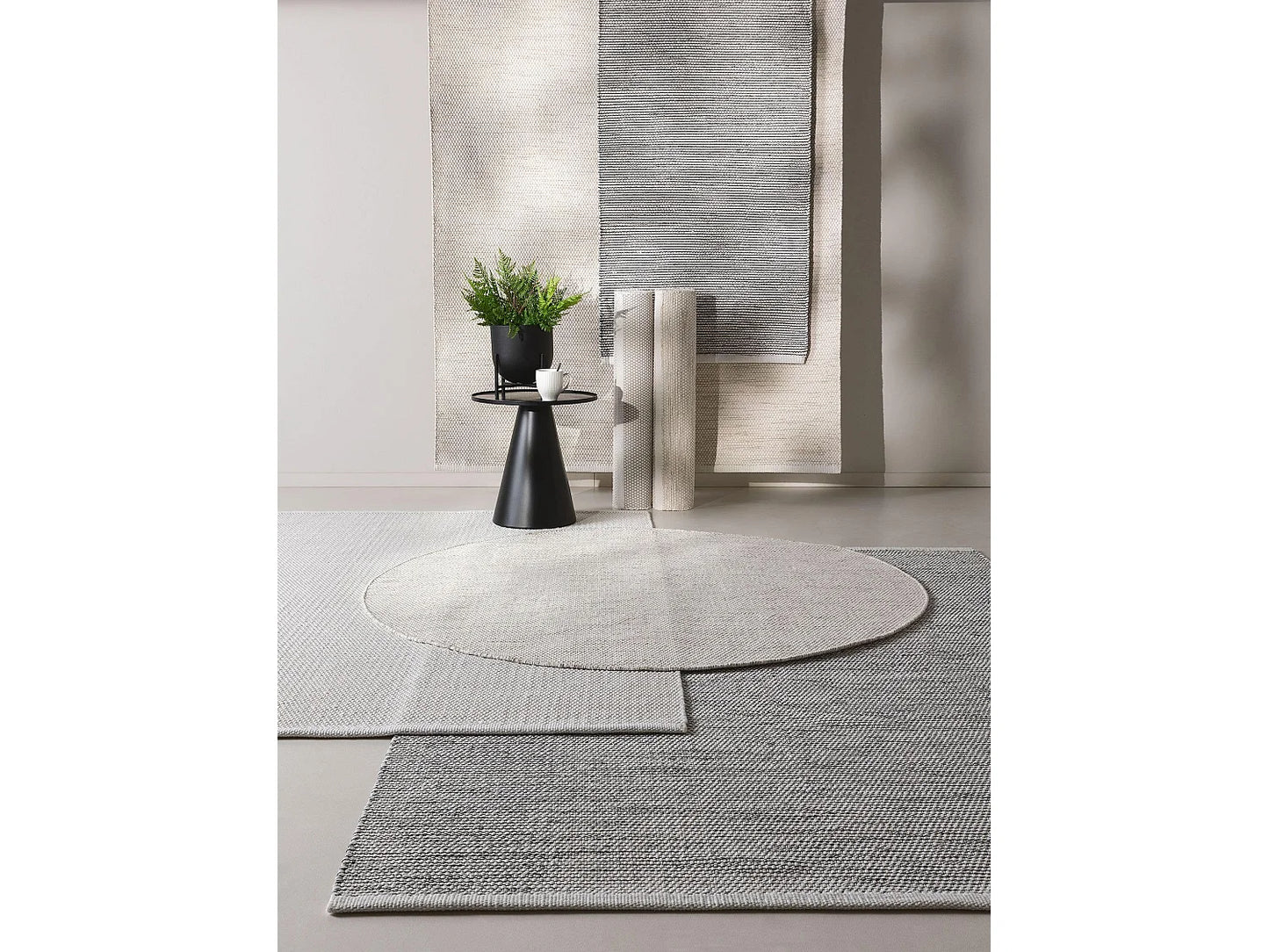 Petit Tapis Rond Japandi Coton Blanc - Ron