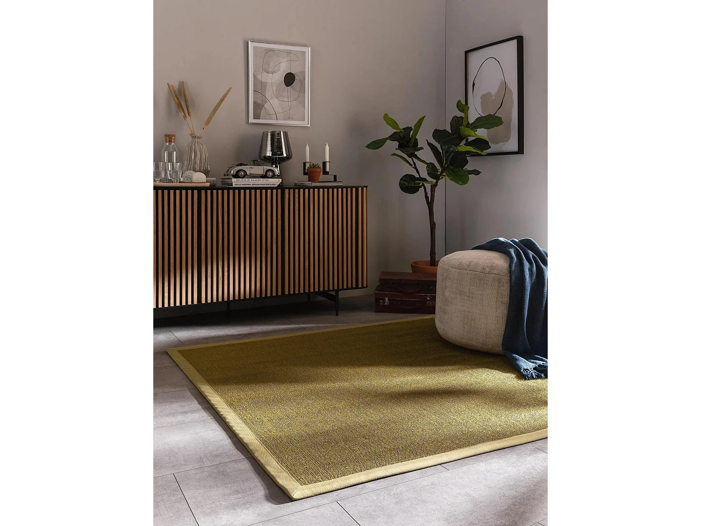 Tapis Japandi Sisal Carré Vert - Sana