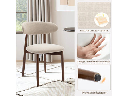 Lot De 6 Chaises Japandi Dossier Incurvé Beige - Smartue
