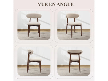 Lot De 6 Chaises Japandi Dossier Incurvé Beige - Smartue