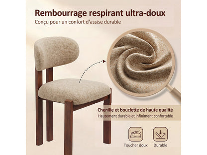 Lot 2 Chaises Japandi Chenille Camel Noyer - Smartue