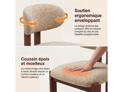 Lot 2 Chaises Japandi Chenille Camel Noyer - Smartue
