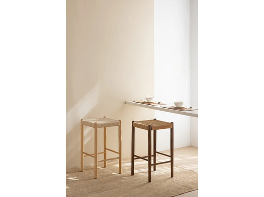 Duo Tabourets Japandi Frêne Et Tressage - Frêne