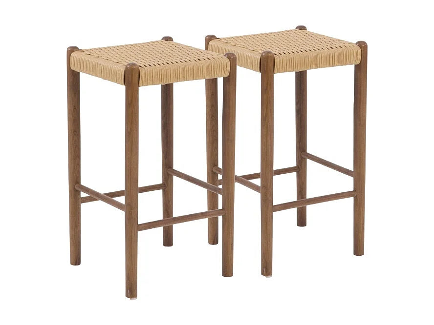 Duo Tabourets Japandi Frêne Et Tressage - Frêne