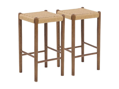 Duo Tabourets Japandi Frêne Et Tressage - Frêne