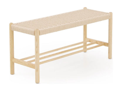 Banc Frêne Japandi Assise Tressée - Frêne