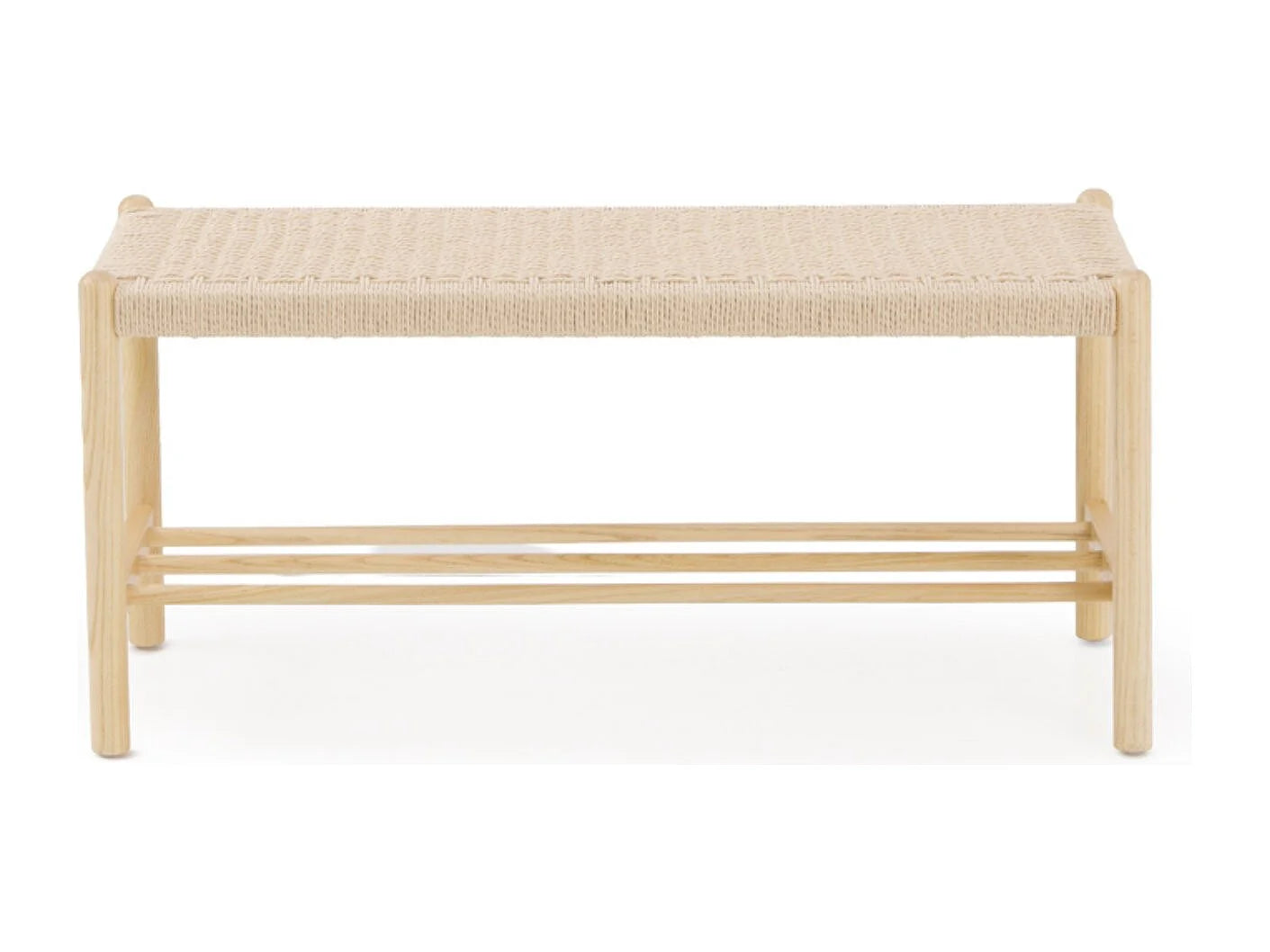 Banc Frêne Japandi Assise Tressée - Frêne