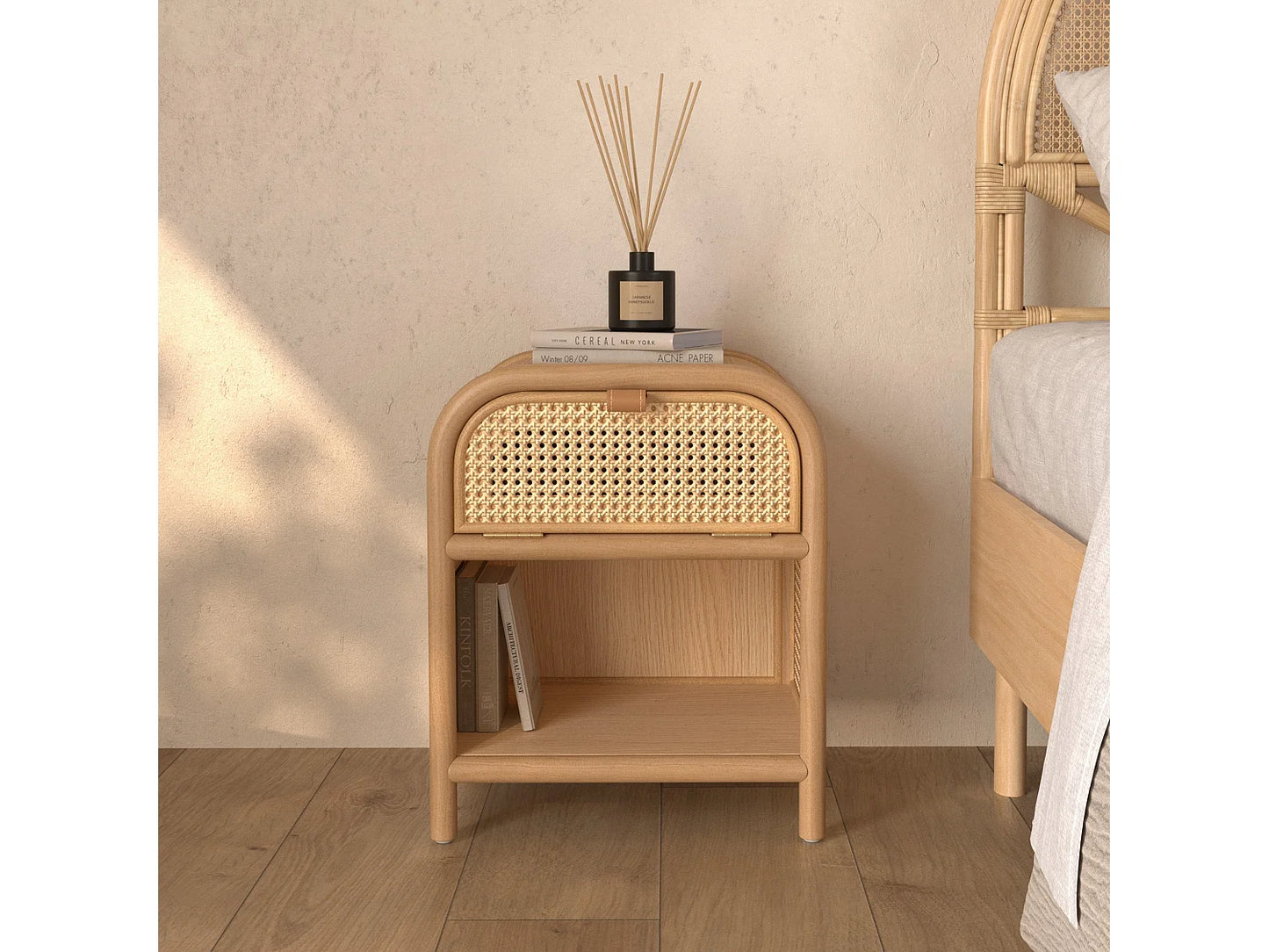 Table Chevet Japandi Tiroir Bois - Alata
