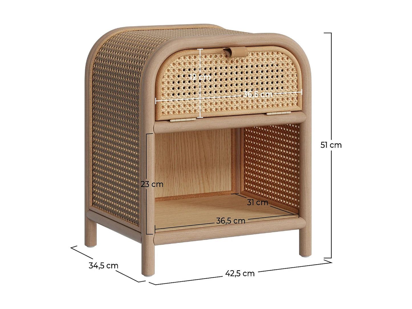 Table Chevet Japandi Tiroir Bois - Alata
