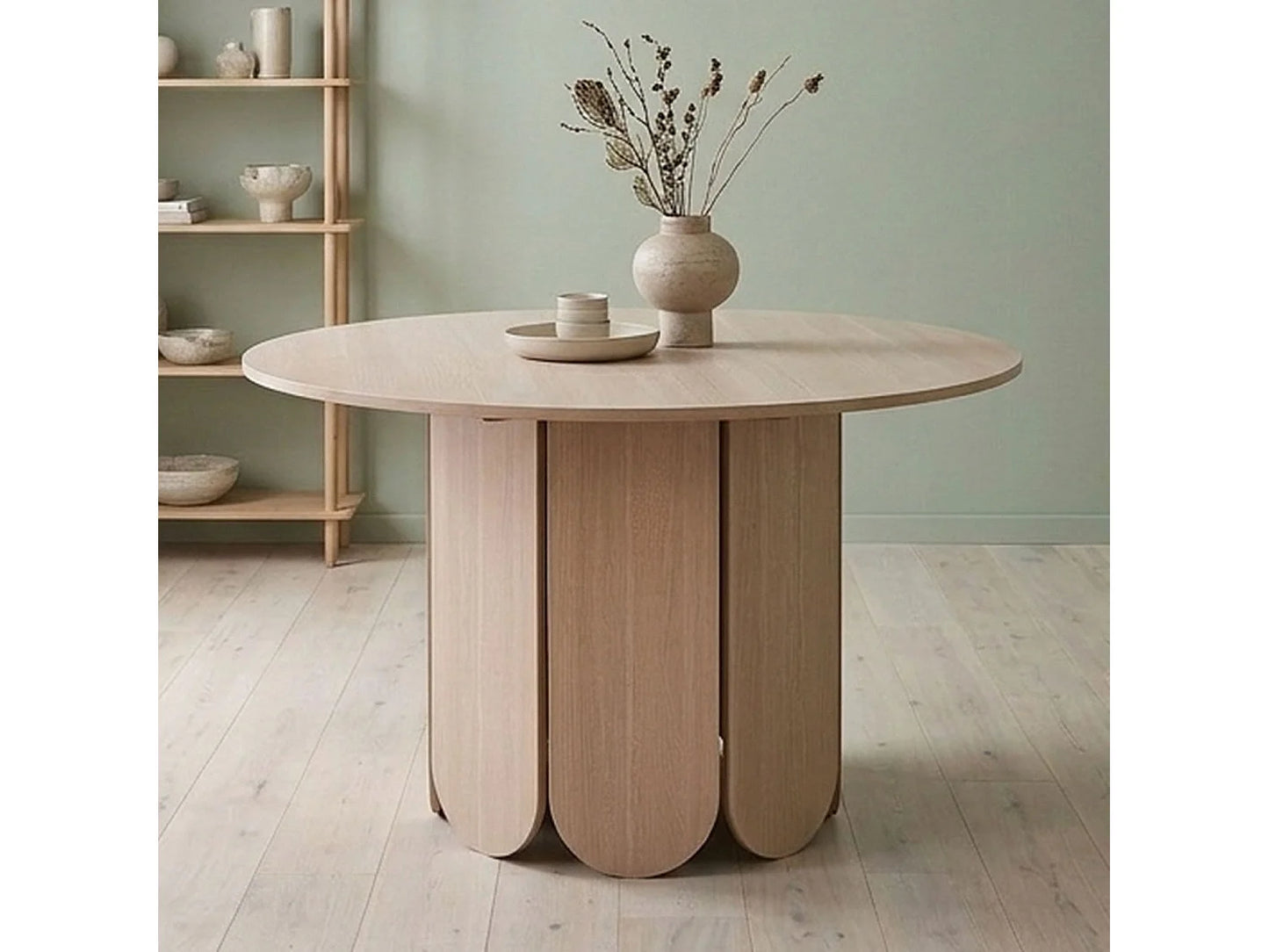 Table Ronde Japandi Extensible Bois Clair - Tulipa