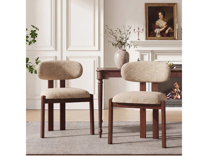 Lot 2 Chaises Japandi Chenille Camel Noyer - Smartue