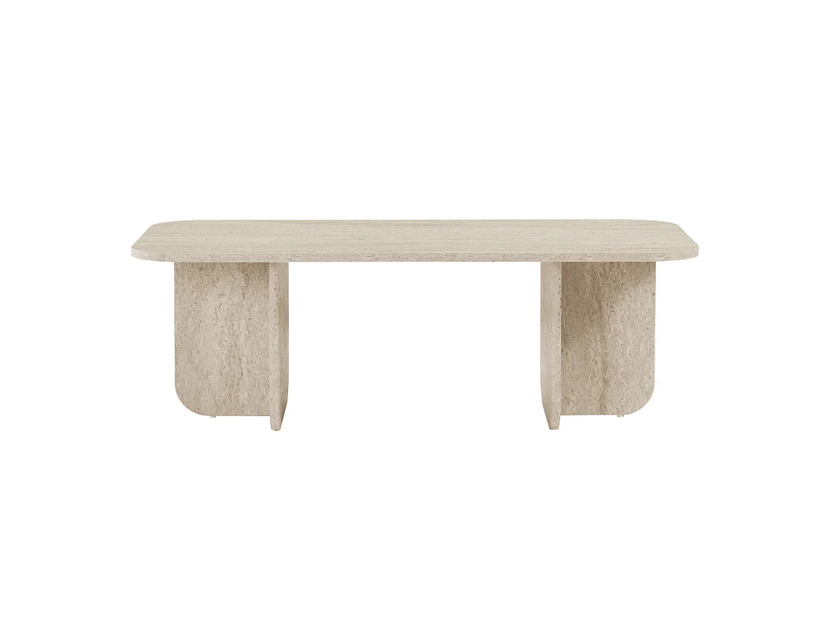 Table Basse Japandi Rectangulaire Effet Travertin - Becaj