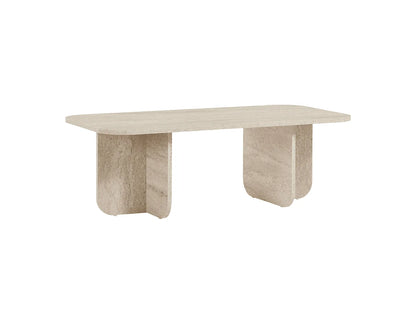 Table Basse Japandi Rectangulaire Effet Travertin - Becaj