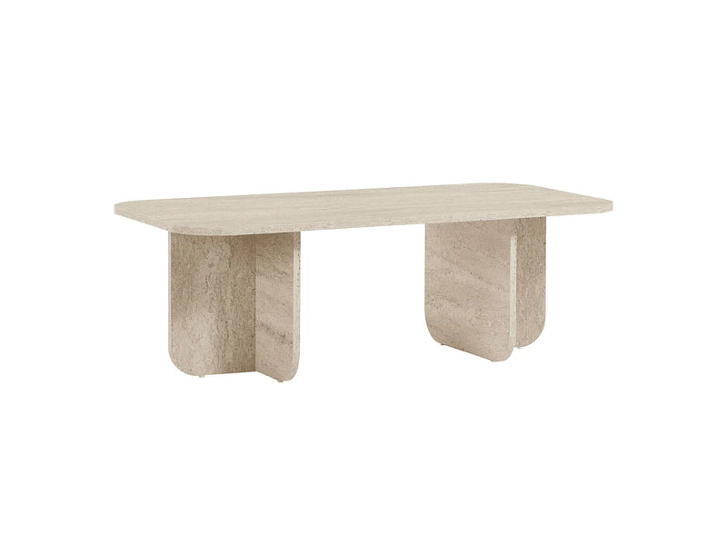 Table Basse Japandi Rectangulaire Effet Travertin - Becaj