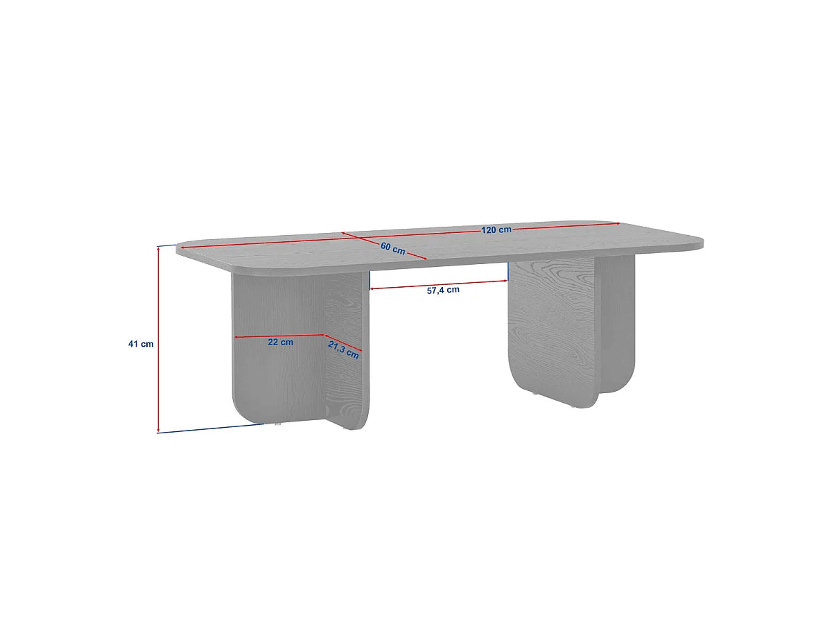 Table Basse Japandi Rectangulaire Effet Travertin - Becaj