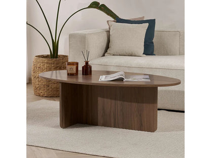 Table Basse Japandi Ovale Bois Foncé L125 - Anna