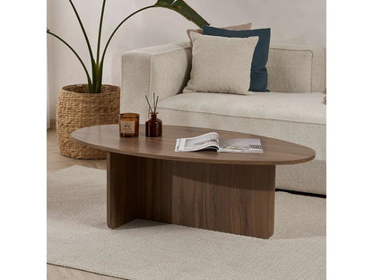 Table Basse Japandi Ovale Bois Foncé L125 - Anna