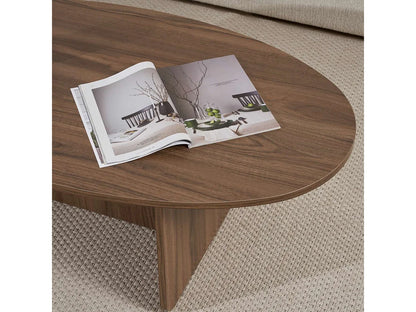 Table Basse Japandi Ovale Bois Foncé L125 - Anna