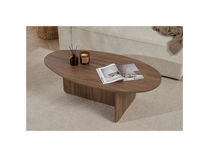 Table Basse Japandi Ovale Bois Foncé L125 - Anna