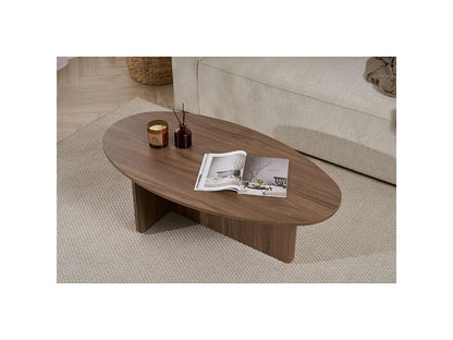Table Basse Japandi Ovale Bois Foncé L125 - Anna