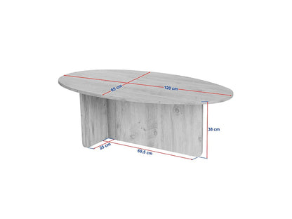 Table Basse Japandi Ovale Bois Foncé L125 - Anna