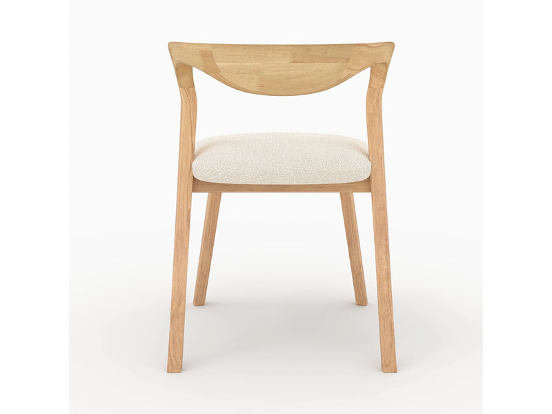 Chaise Japandi Hévéa Clair Bouclée Crème - Vega