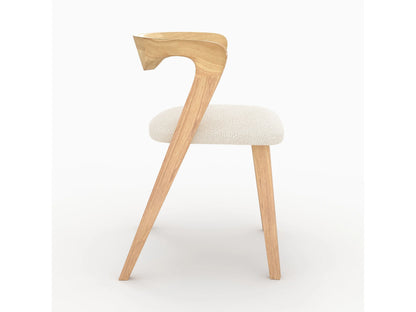 Chaise Japandi Hévéa Clair Bouclée Crème - Vega