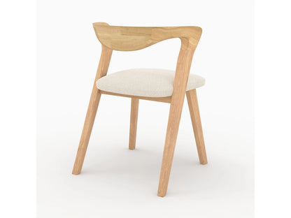 Chaise Japandi Hévéa Clair Bouclée Crème - Vega