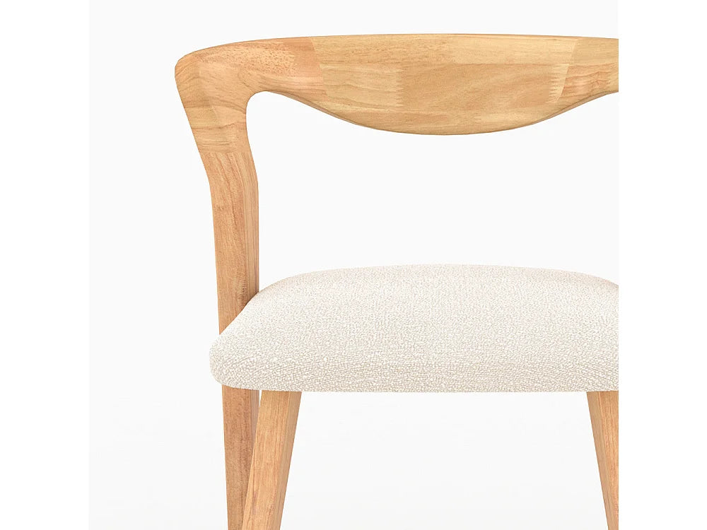 Chaise Japandi Hévéa Clair Bouclée Crème - Vega