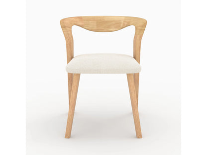 Chaise Japandi Hévéa Clair Bouclée Crème - Vega